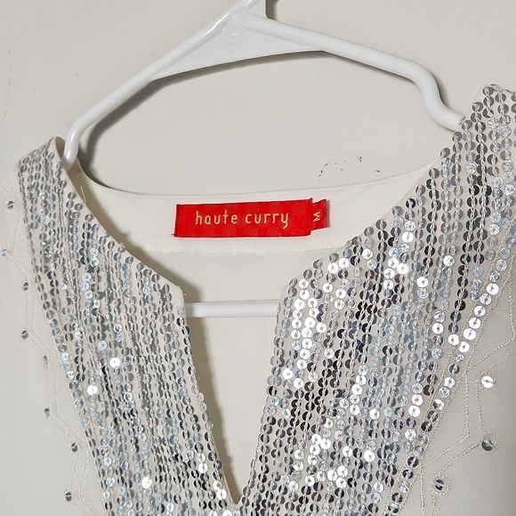 White Sequin indowestern tunic top - Picture 2 of 6